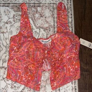 Women's Paisley Top - Pink and Orange